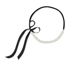 Halsband PEARL ELEGANCE med pärlor och satinband